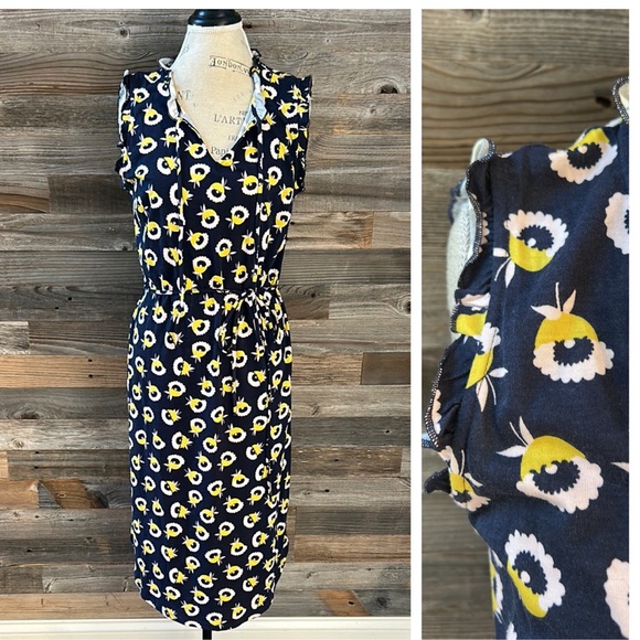 Boden Dresses & Skirts - Boden Floral Sleeveless Dress - Navy and Yellow Size 10/Medium